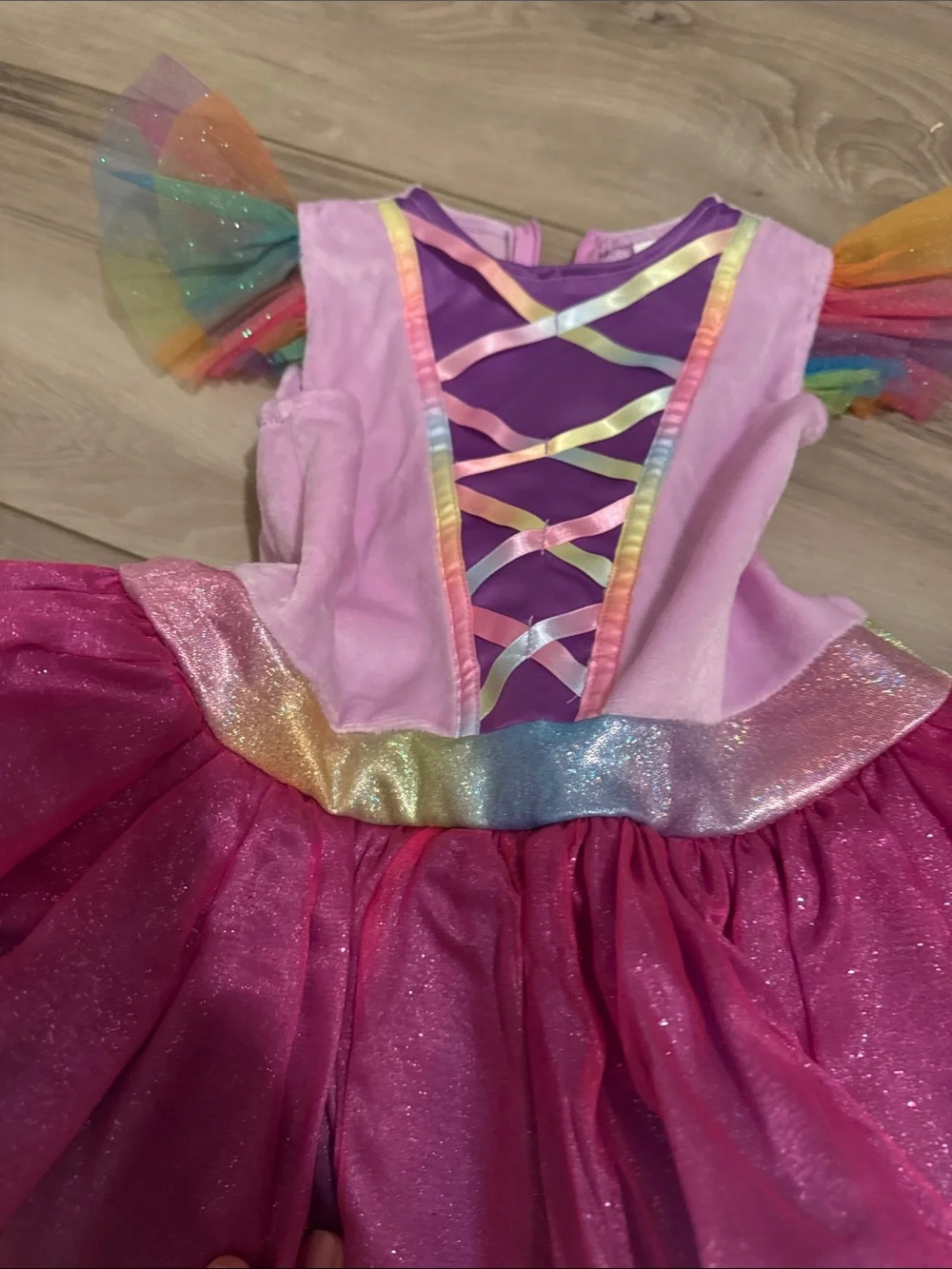 Kids Rainbow Unicorn Tutu Costume with Headband - Pink Multicolor